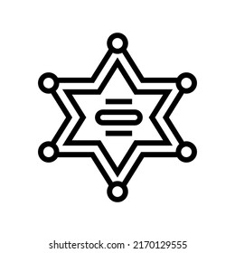 vector de icono de línea del sheriff de insignia. placa de alguacil. símbolo de contorno aislado ilustración negra