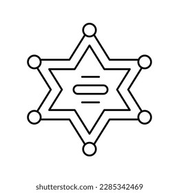 badge sheriff line icon vector. badge sheriff sign. isolated contour symbol black illustration