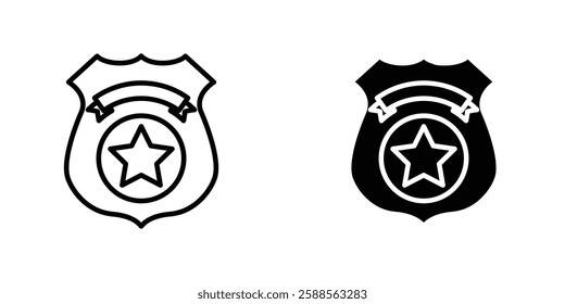 Badge Sheriff vectors icons set in filled and strokes on white background