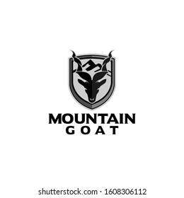 Badge Shield Mountain Goat Head Logo Template Vector
