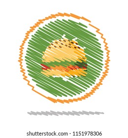 Badge Sketch Burger 04 Vector Eps.10