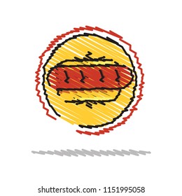 Badge Sketch Hot Dog Vector Eps.10