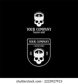 badge skull crown vector logo design 