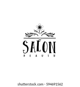 Badge for small businesses - Beauty Salon. Sticker, stamp, logo - for design, hands made. With the use of floral elements, calligraphy and lettering