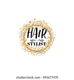 Badge for small businesses - Beauty Salon Hair Stylist. Sticker, stamp, logo - for design, hands made. With the use of floral elements, calligraphy and lettering