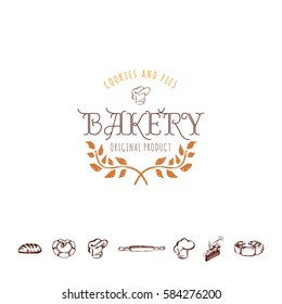Badge for small businesses - sweet bakery. The pattern printing plate handmade works written by hand font. It can be used in a corporate style, prints, for your design