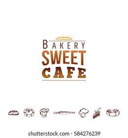 Badge for small businesses - sweet bakery. The pattern printing plate handmade works written by hand font. It can be used in a corporate style, prints, for your design