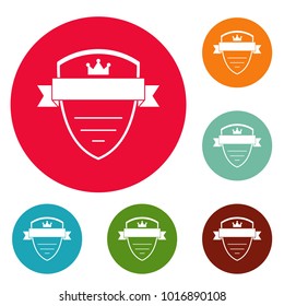 Badge soldier icons circle set vector isolated on white background