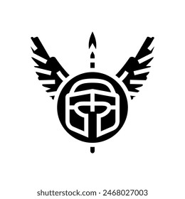 badge soldier roman greek glyph icon vector. badge soldier roman greek sign. isolated symbol illustration