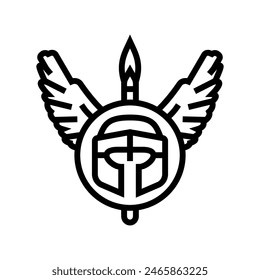 badge soldier roman greek line icon vector. badge soldier roman greek sign. isolated contour symbol black illustration