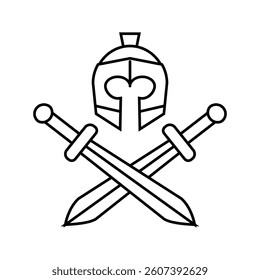 badge soldier roman greek line icon vector. badge soldier roman greek sign. isolated contour symbol black illustration