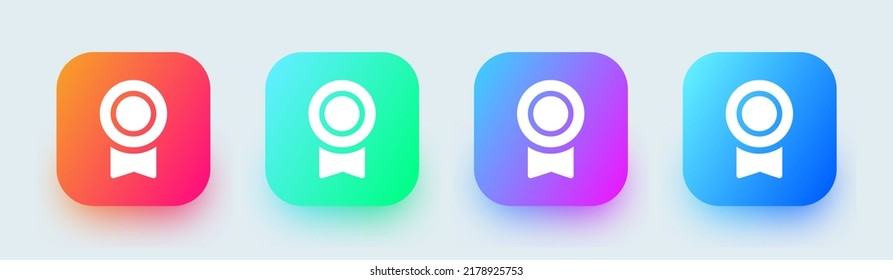 Badge solid icon in square gradient colors. Certification signs vector illustration.