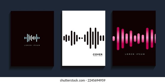 Badge-Schallwellensignal. Stellen Sie Equalizer Vibrationslinie ein. Abstrakter Ton einfach für Baner, Poster, Cover. Grafikvektormusik-Wellenform.