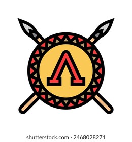 badge spartan roman greek color icon vector. badge spartan roman greek sign. isolated symbol illustration