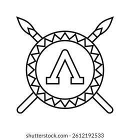 badge spartan roman greek line icon vector. badge spartan roman greek sign. isolated contour symbol black illustration
