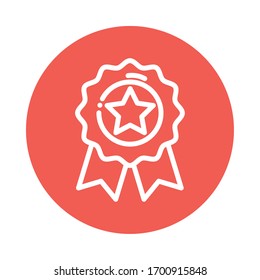 badge with star block and flat style icon vector illustration design
