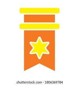 badge with star icon over white background, flat style, vector illustration