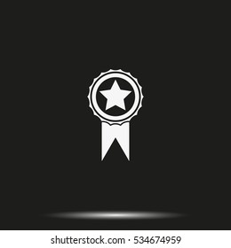 Badge with star and ribbon icon.