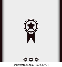Badge with star and ribbon icon.
