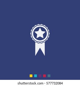 Badge with star and ribbon icon.