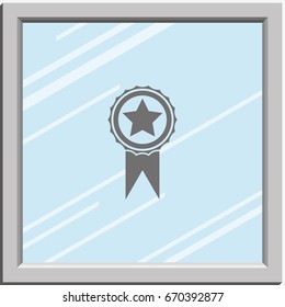 Badge with star and ribbon icon.