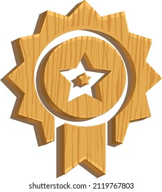 Badge Star Shape Vector Illustrator Wood Effect Style Pattern Texture Image Png Transparent Background Graphics Design Year New 2022 Download Badge Star Picture Ornament Decoration Star Shape 