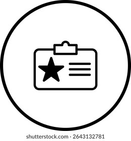 Badge with a Star: Simple Identification Icon for Security and Recognition within Circle