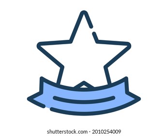 Einzel-Sterne-Symbol einzeln mit gestrichener oder gestrichener Linie, Vektorgrafik