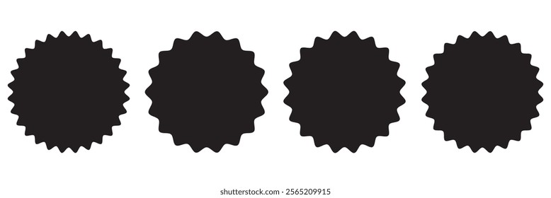 Badge star, sticker starburst shape, sale price tag, colorful sun, circle and oval label, round discount icon isolated on white background. Black Starburst icon vector set.