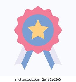 Badge With Star Vector Icon, Fourth Of July Icon, Vector Style Flat Icon. 