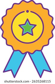 Badge star vector icon sign. Yellow, Orange, Green, Blue, Purple Color Badge symbol. Bright Star Award icon.	