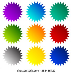 Badge, starburst, price flash shapes. Vector illustration.