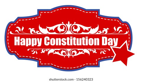 Badge sticker for Constitution Day Vector Illustration