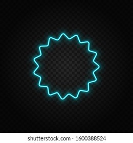 Badge, sticker, shape neon icon. Blue and yellow neon vector icon.