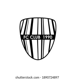 Badge stripe logo club sports team sign icon Game symbol Football soccer emblem Black white concept Modern 3d style design Fashion print clothes apparel greeting invitation card banner poster flyer