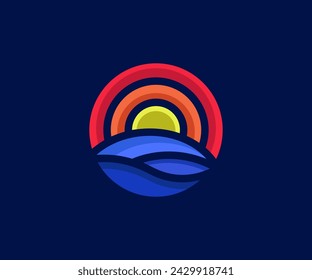 Badge Sunrise Sunset Logo Design for your business