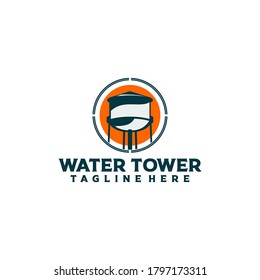 Badge Tank Water Tower Landmark Logo Template Vector