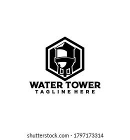 Badge Tank Water Tower Landmark Logo Template Vector