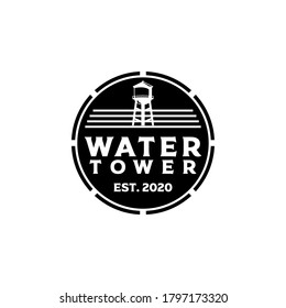 Badge Tank Water Tower Landmark Logo Template Vector