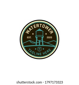 Badge Tank Water Tower Landmark Logo Template Vector