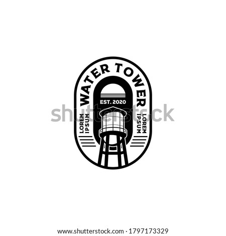 Badge Tank Water Tower Landmark Logo Template Vector