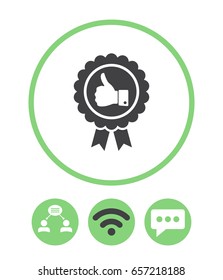 Badge, teamwork, wireless and speech bubble vector icon.
