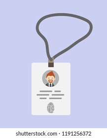 Badge template or identification card with lanyard.