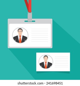 Badge template or identification card with lanyard. Conference concept