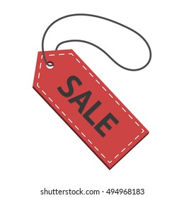badge with text for sales red with black inscription