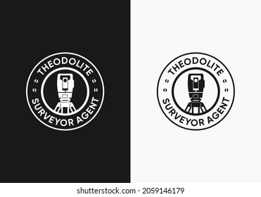 Badge Theodolite Surveyor Construction Logo Design