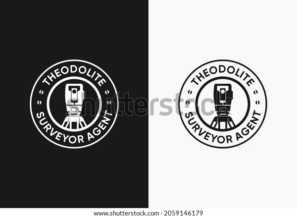 badge
theodolite surveyor construction logo
design