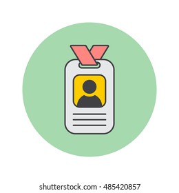 Badge thin line icon, identification card filled outline vector logo illustration, linear colorful pictogram isolated on white