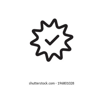 Badge Tick Achivement Outline Icon Symbol