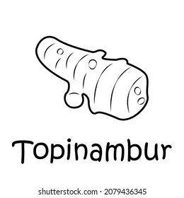 Badge topinambur with the inscription. Vector image, eps